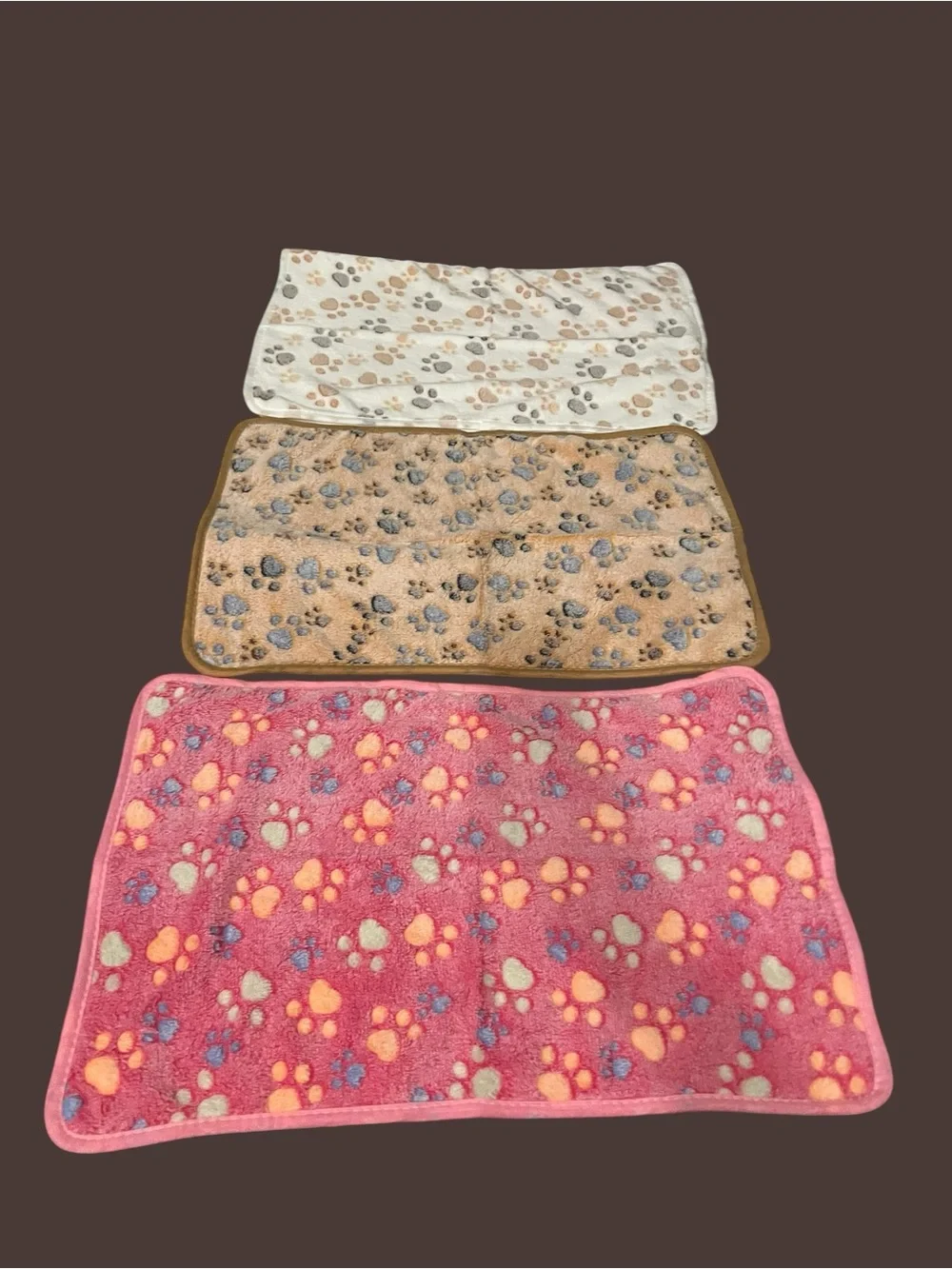Pack of 3 Warm Pet Blanket Mats NWOT – Small Paw Print Fleece Dog & Cat Blankets - Picture 3 of 10